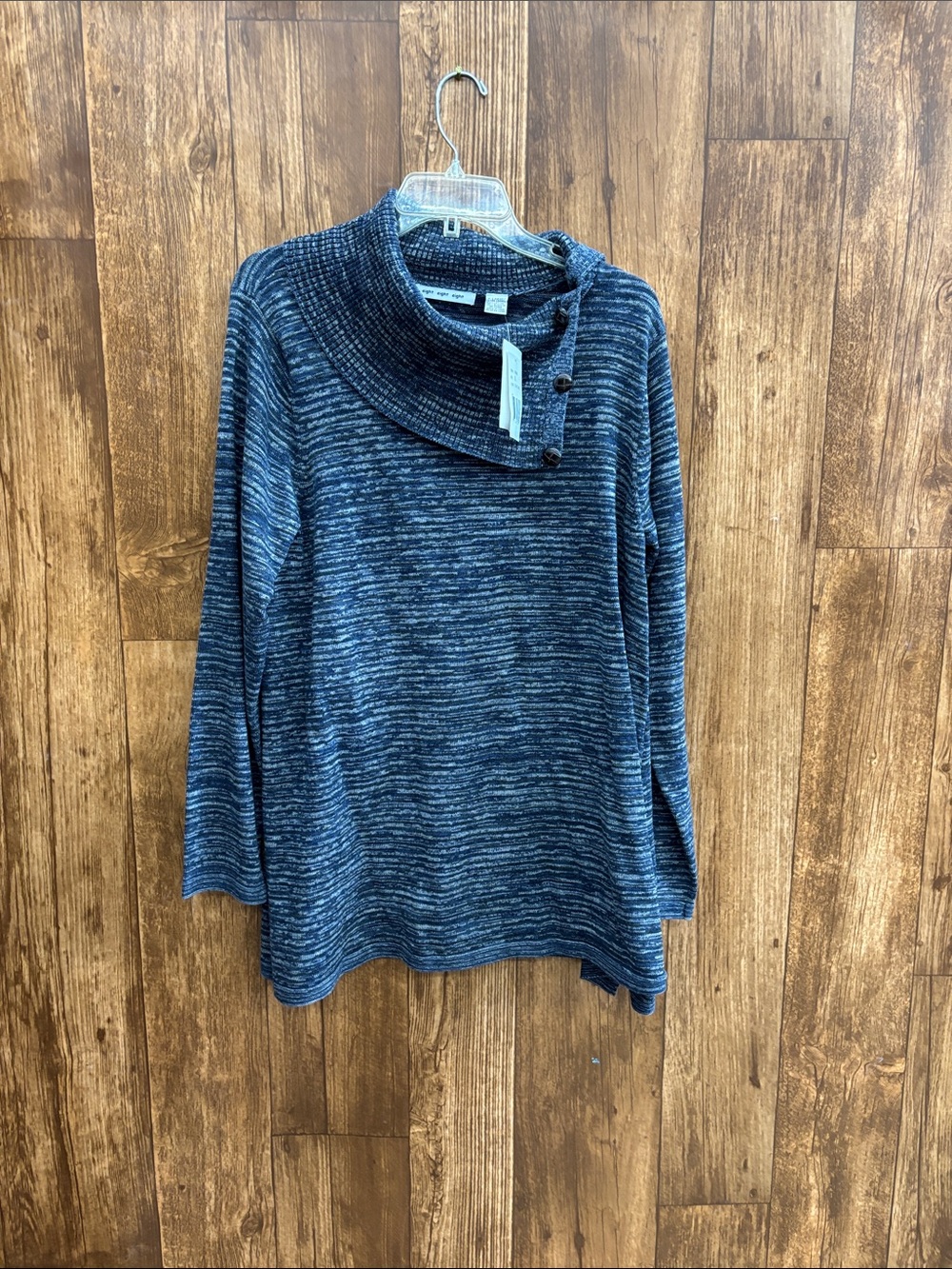 eight eight eight Blue Marled Asymmetrical Button Cowl Sweater